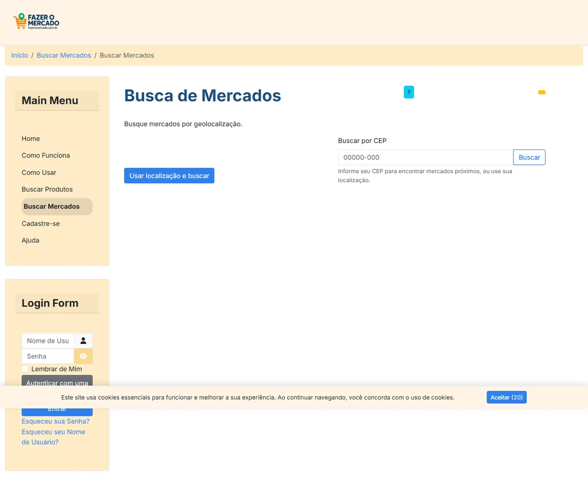 Print da busca de mercados